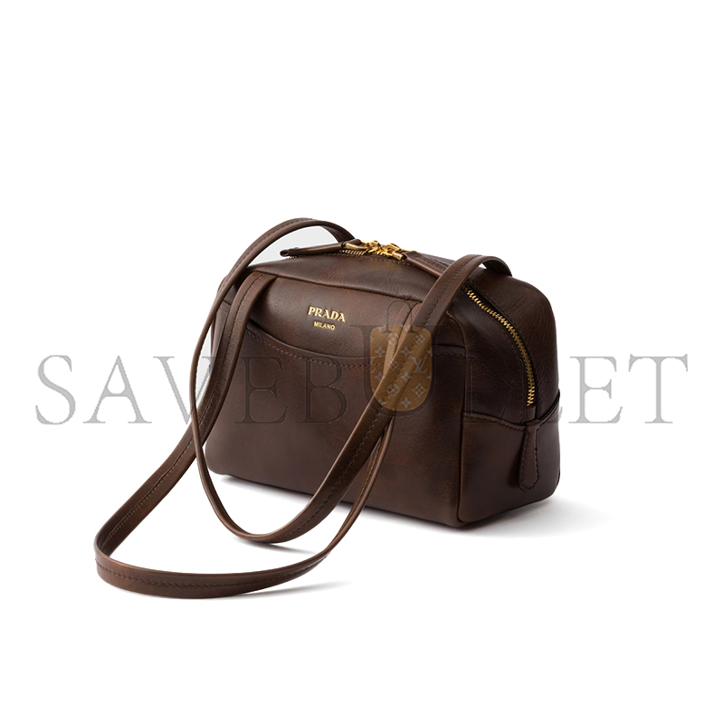 PRADA CARRY ANTIQUED LEATHER TOP-HANDLE MINI-BAG 1BB167 (22*15.5*12.5cm)